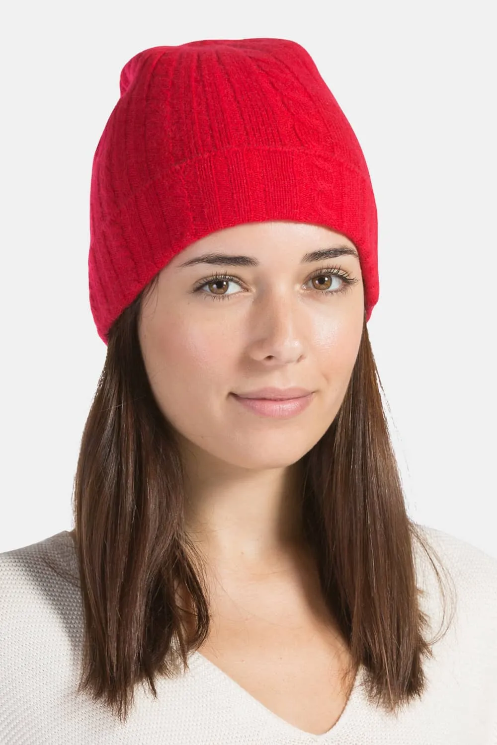 Women's 100% Pure Cashmere Cable Knit Hat