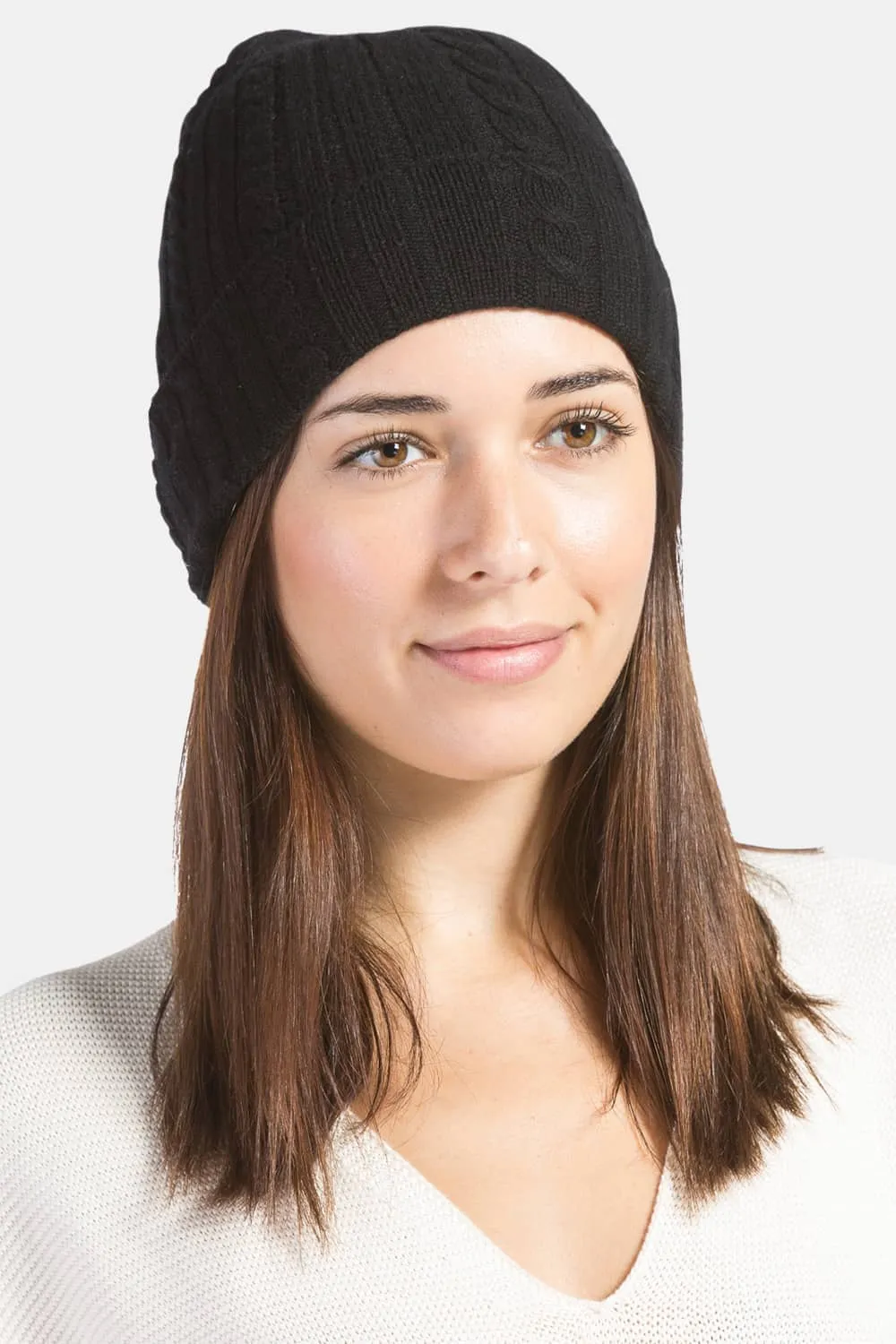 Women's 100% Pure Cashmere Cable Knit Hat