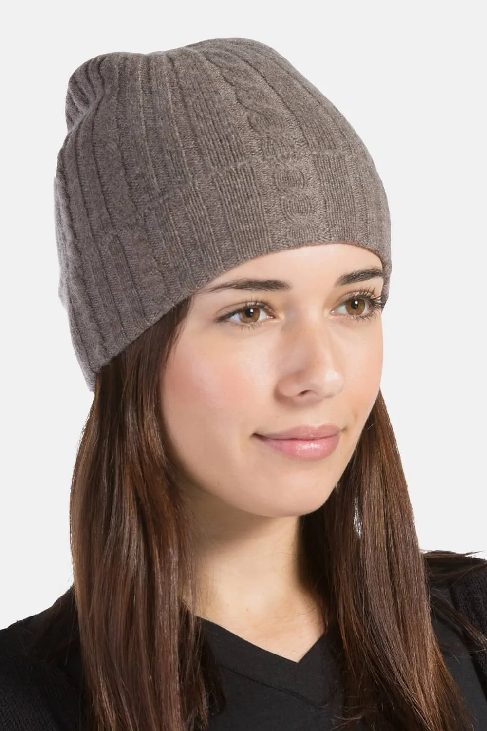 Women's 100% Pure Cashmere Cable Knit Hat