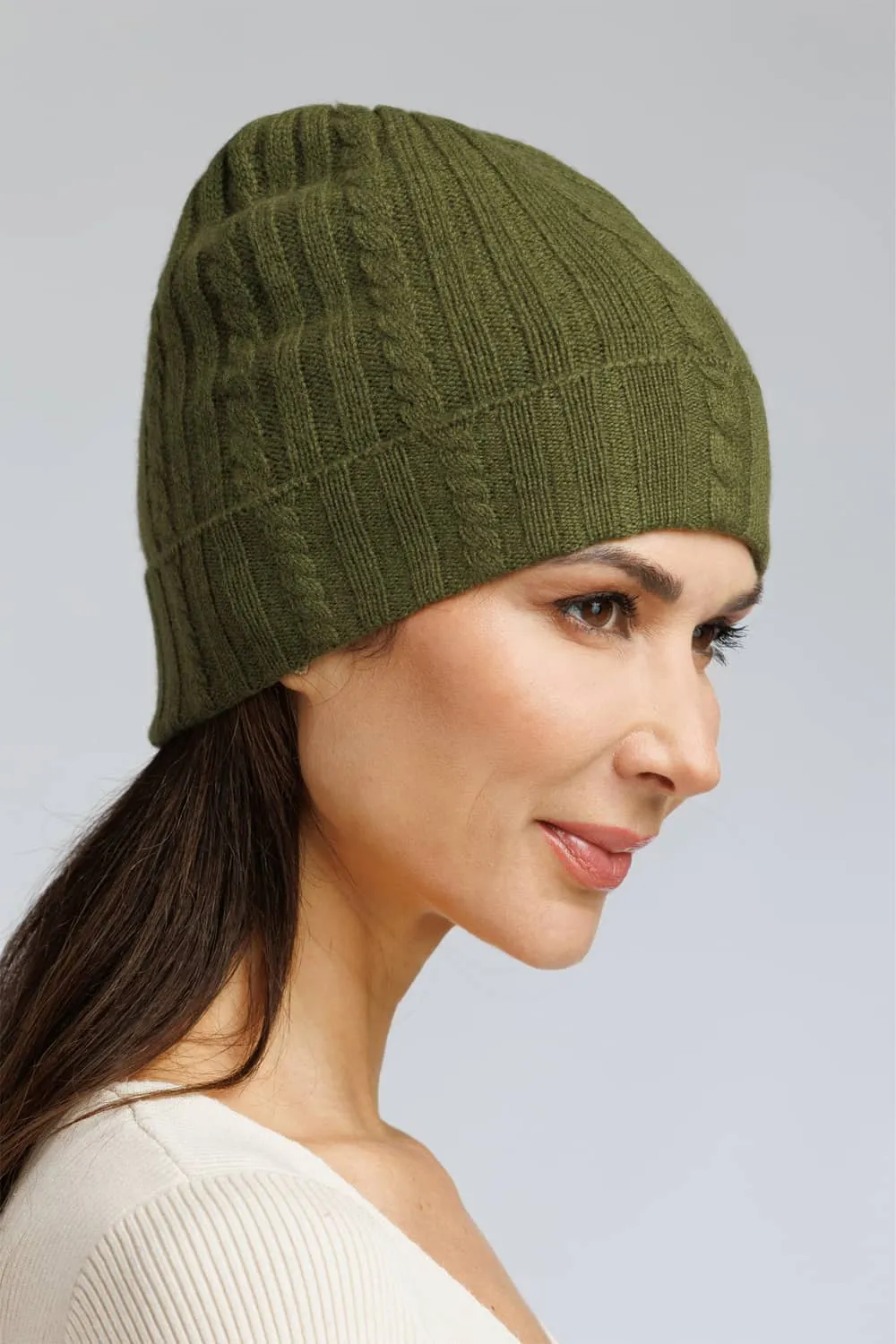 Women's 100% Pure Cashmere Cable Knit Hat