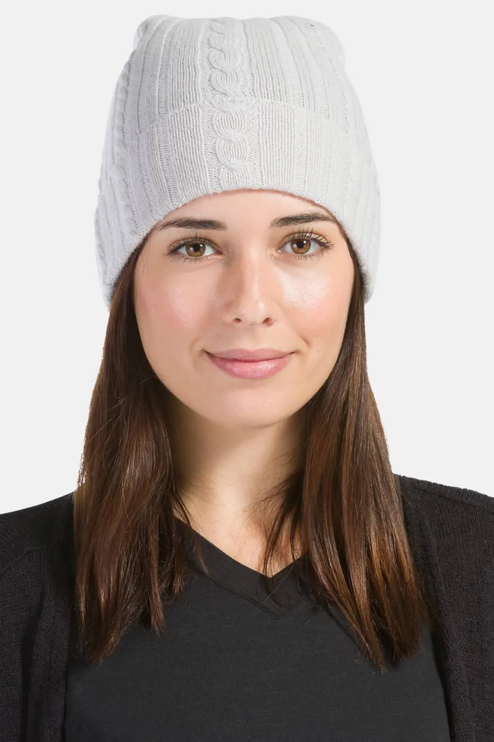 Women's 100% Pure Cashmere Cable Knit Hat