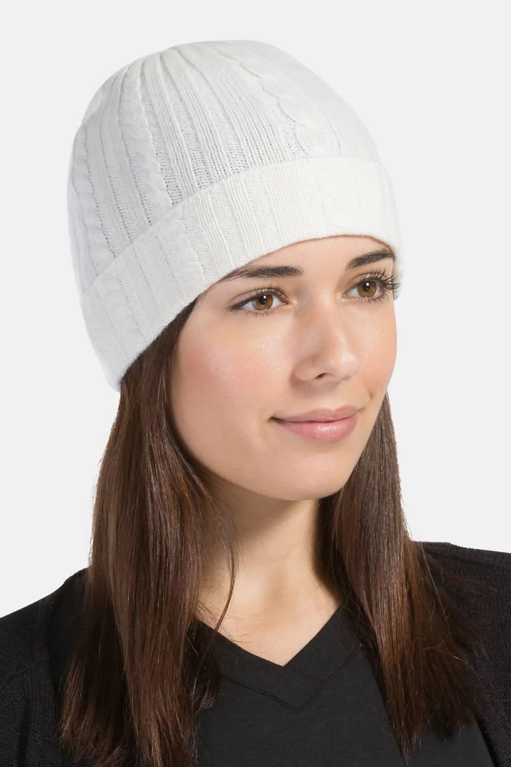 Women's 100% Pure Cashmere Cable Knit Hat