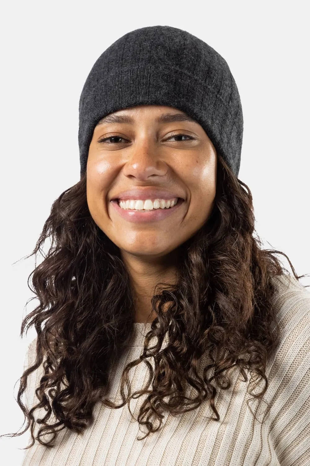 Women's 100% Pure Cashmere Cable Knit Hat