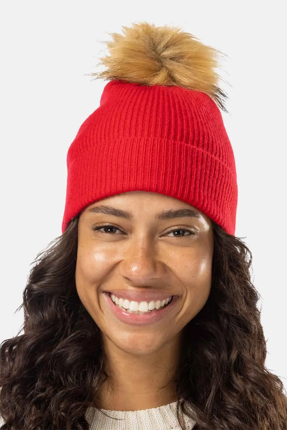 Women's 100% Pure Cashmere Pom Beanie Hat