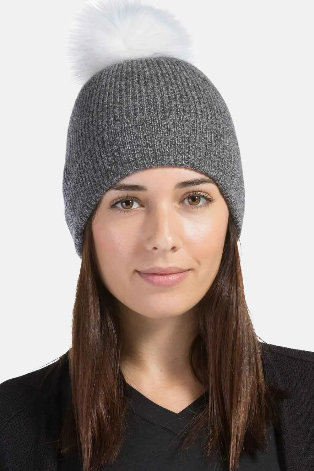 Women's 100% Pure Cashmere Pom Beanie Hat