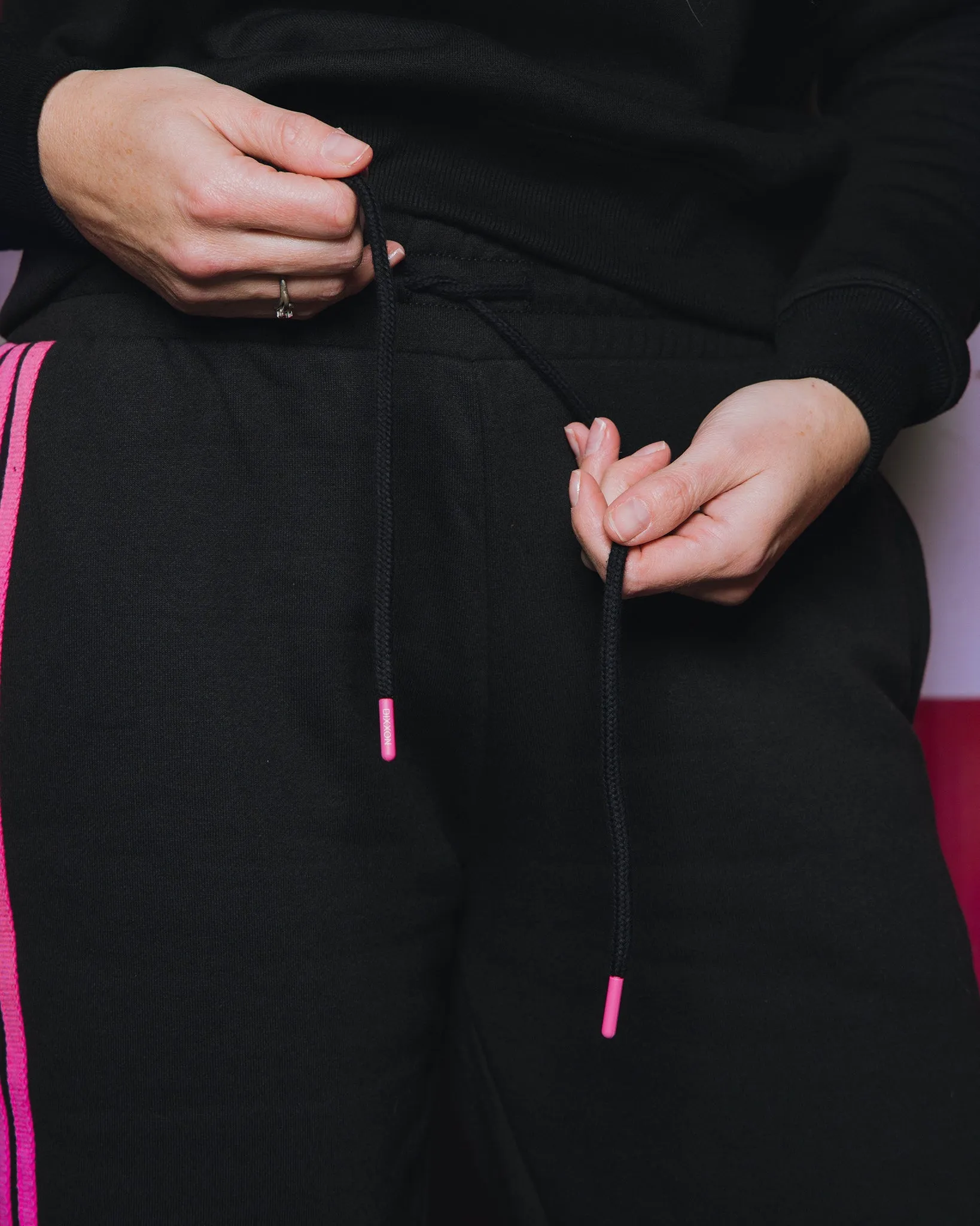 Women's Pink Stripes Sweatpants - Black