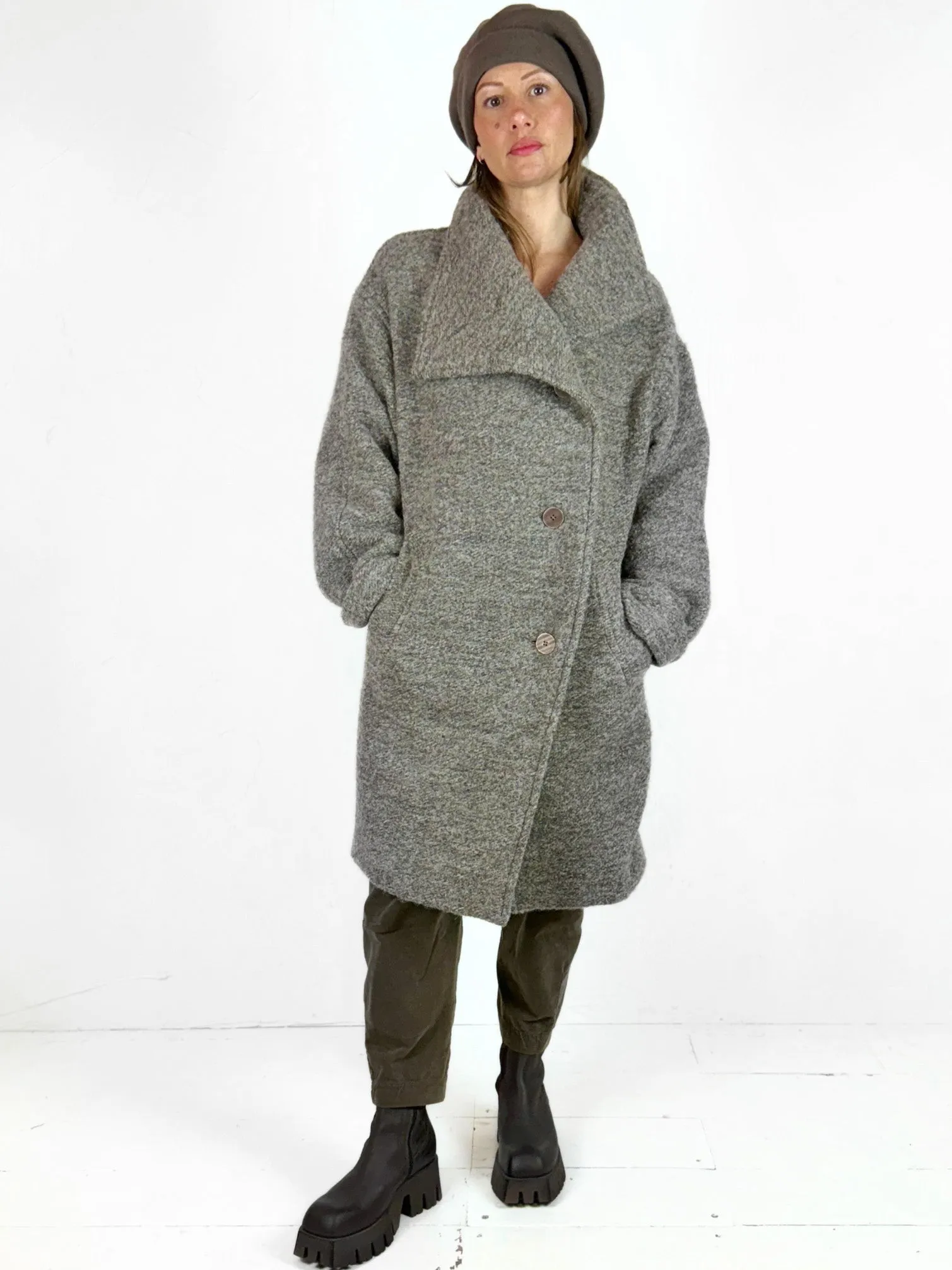 Wool and Alpaca Funnel Neck Coat by Ania Schierholt