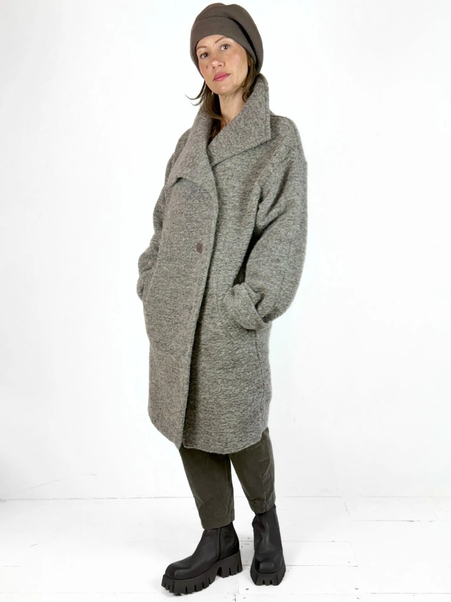 Wool and Alpaca Funnel Neck Coat by Ania Schierholt