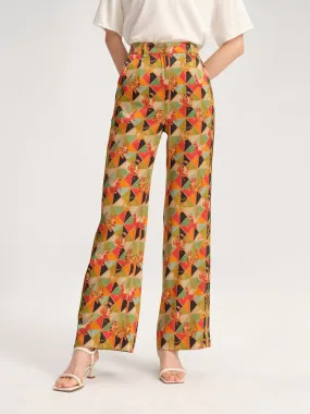 YAYING High-Waisted Print Flared Pants