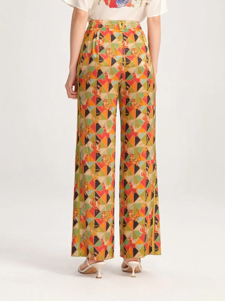 YAYING High-Waisted Print Flared Pants