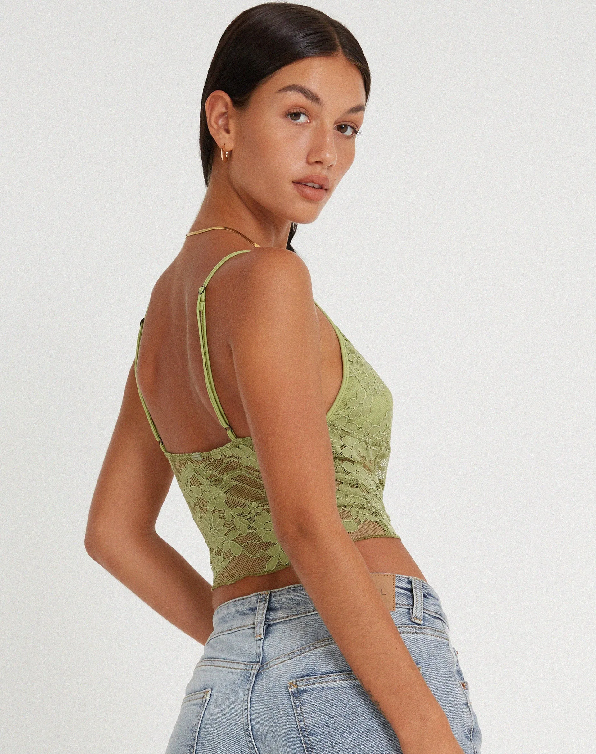 Yenko Crop Top in Lace Green